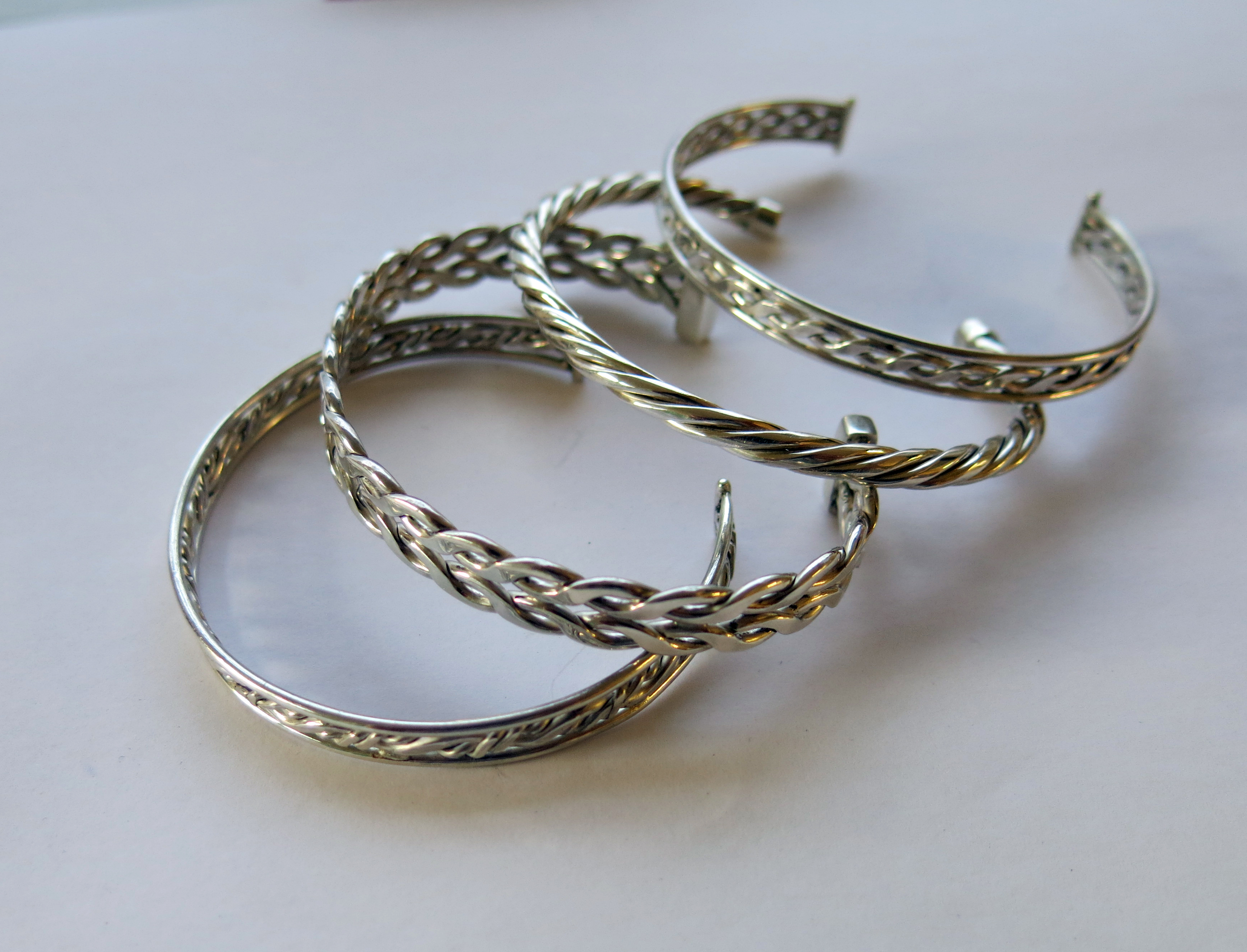 Selection of silver bangles by Hazel Morris